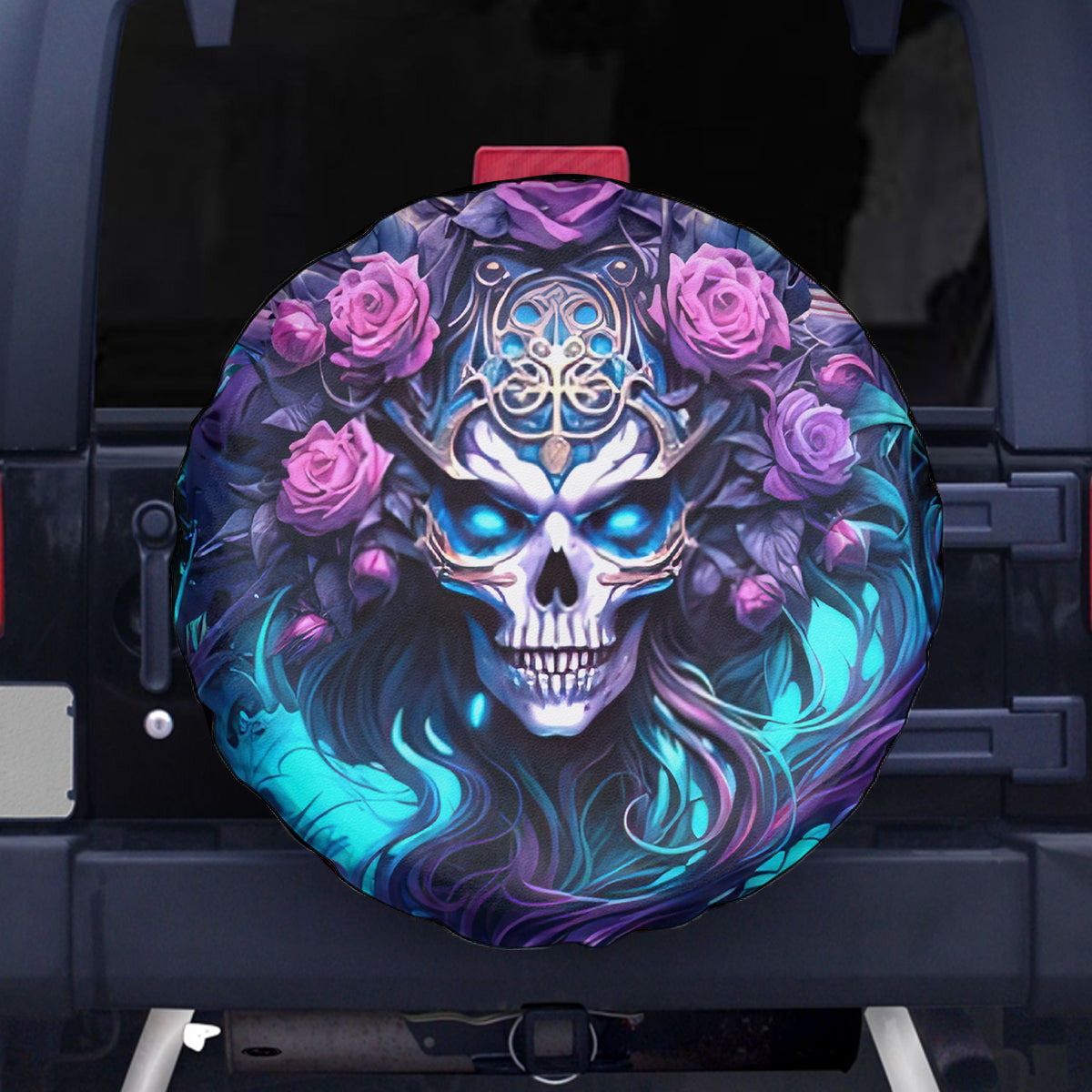 Rose Skull Spare Tire Cover I'm Never Alone My Demons Are With Me 24/7 - Wonder Print Shop
