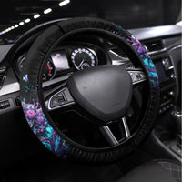 Rose Skull Steering Wheel Cover I'm Never Alone My Demons Are With Me 24/7 - Wonder Print Shop