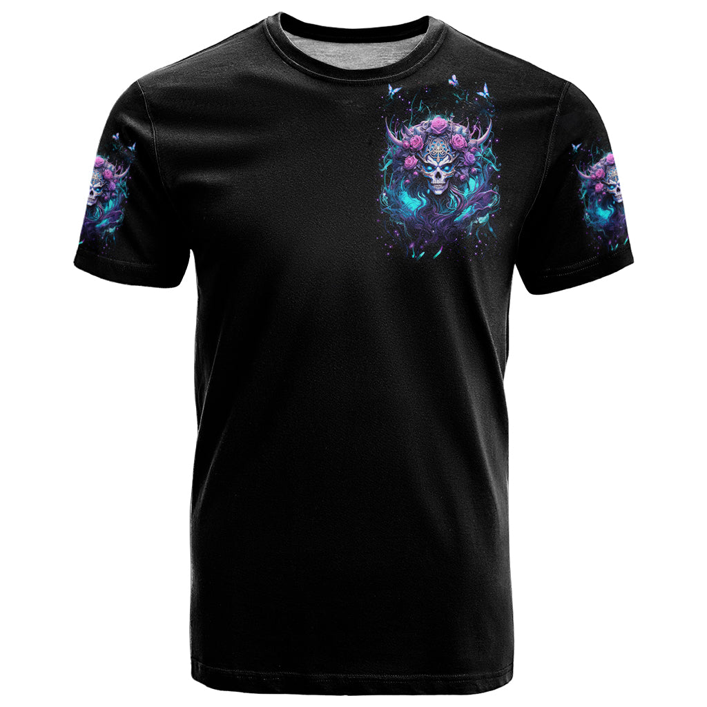 Rose Skull T Shirt I'm Never Alone My Demons Are With Me 24/7 - Wonder Print Shop