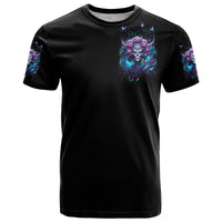 Rose Skull T Shirt I'm Never Alone My Demons Are With Me 24/7 - Wonder Print Shop