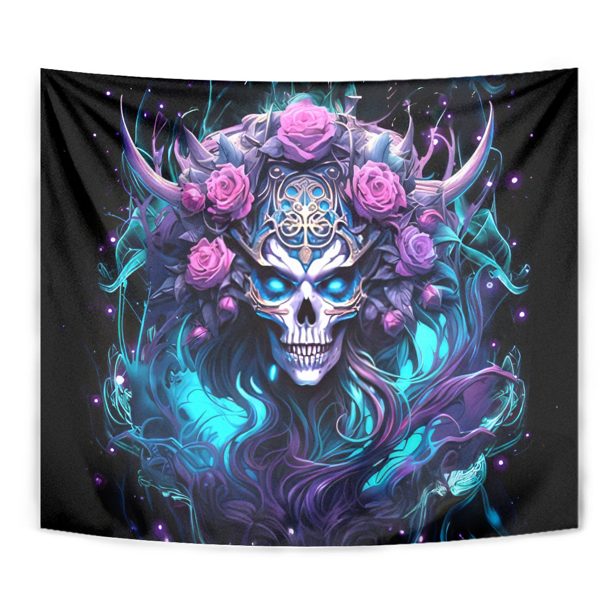 Rose Skull Tapestry I'm Never Alone My Demons Are With Me 24/7 - Wonder Print Shop