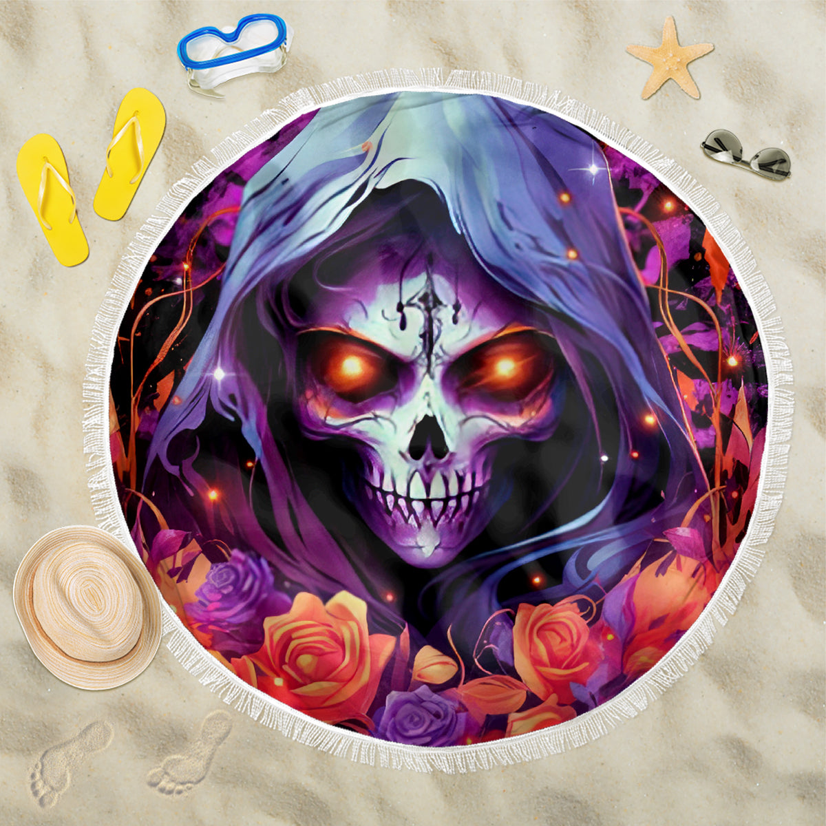 Rose Skull Beach Blanket F Bomb Mom I Sprinkle That Shit Like Confetti - Wonder Print Shop