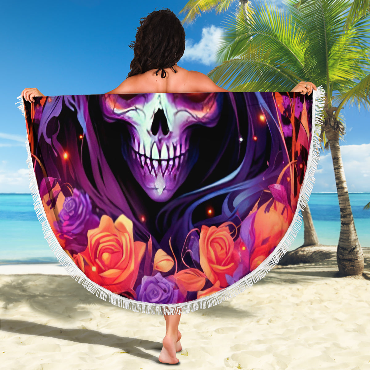 Rose Skull Beach Blanket F Bomb Mom I Sprinkle That Shit Like Confetti - Wonder Print Shop