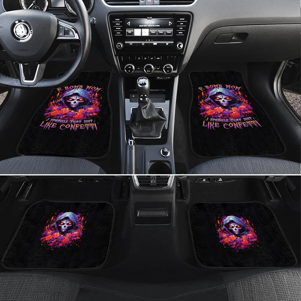 Rose Skull Car Mats F Bomb Mom I Sprinkle That Shit Like Confetti - Wonder Print Shop