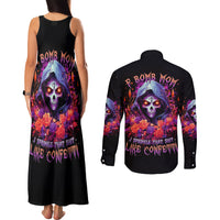 Rose Skull Couples Matching Tank Maxi Dress and Long Sleeve Button Shirt F Bomb Mom I Sprinkle That Shit Like Confetti - Wonder Print Shop