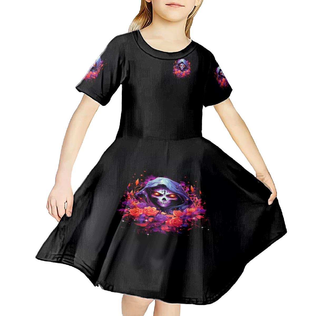 Rose Skull Kid Short Sleeve Dress F Bomb Mom I Sprinkle That Shit Like Confetti - Wonder Print Shop