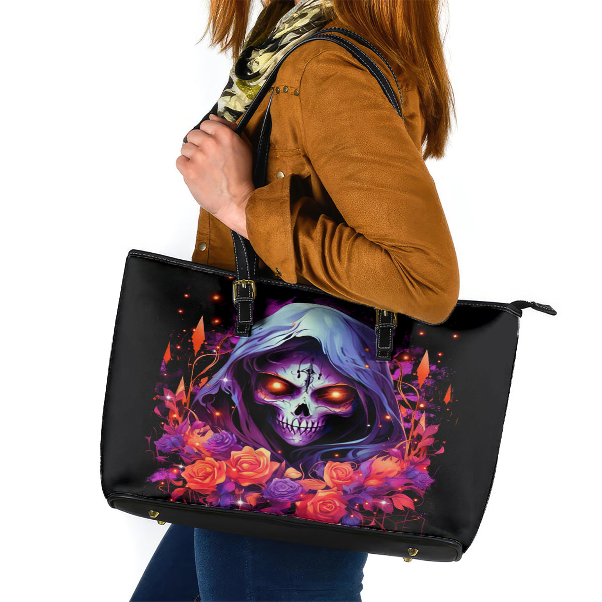 Rose Skull Leather Tote Bag F Bomb Mom I Sprinkle That Shit Like Confetti - Wonder Print Shop