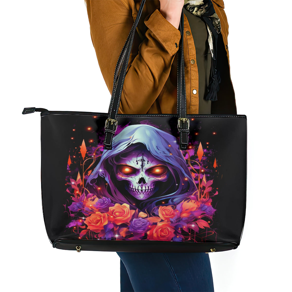 Rose Skull Leather Tote Bag F Bomb Mom I Sprinkle That Shit Like Confetti - Wonder Print Shop