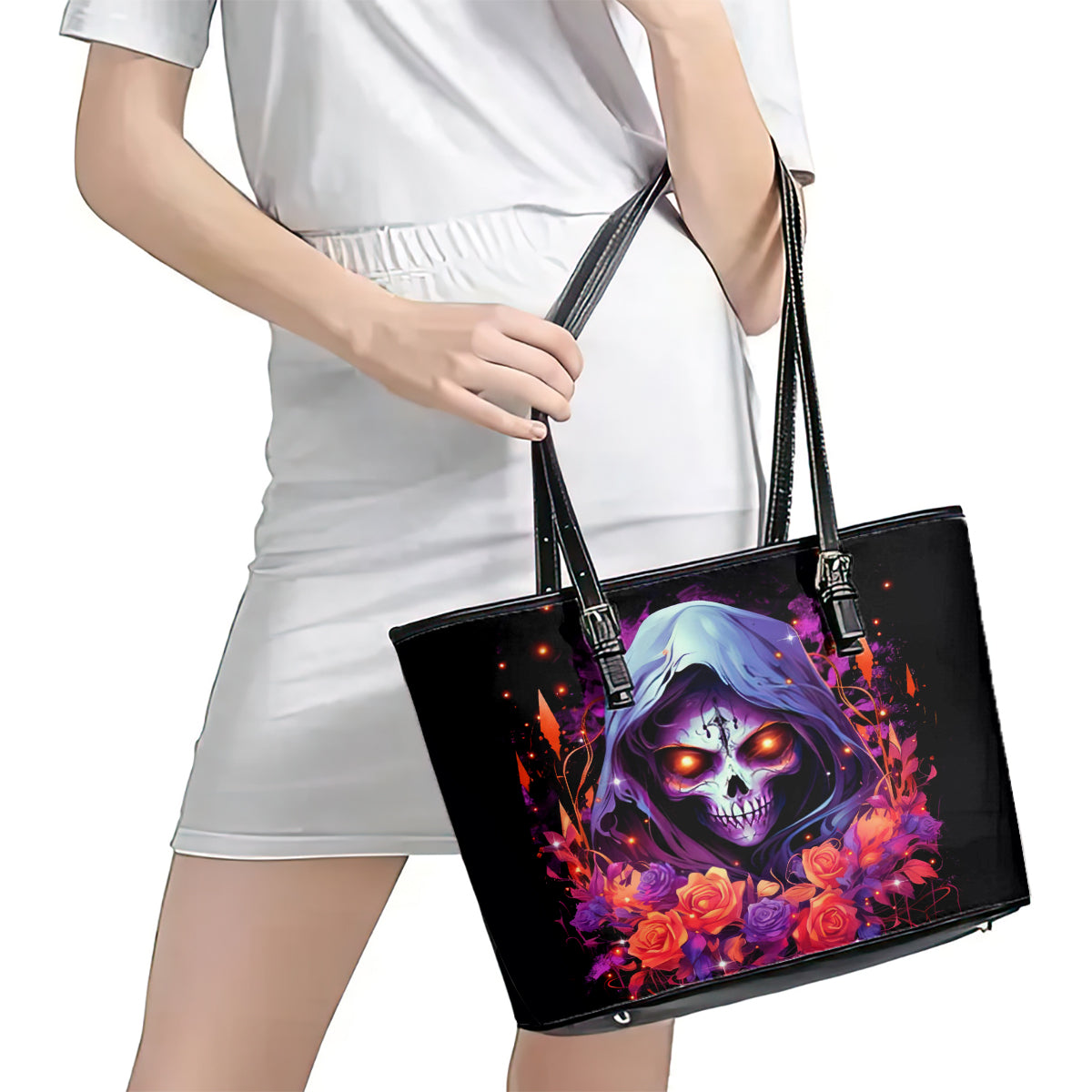 Rose Skull Leather Tote Bag F Bomb Mom I Sprinkle That Shit Like Confetti - Wonder Print Shop