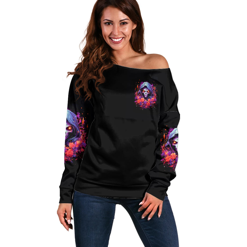 Rose Skull Off Shoulder Sweater F Bomb Mom I Sprinkle That Shit Like Confetti - Wonder Print Shop