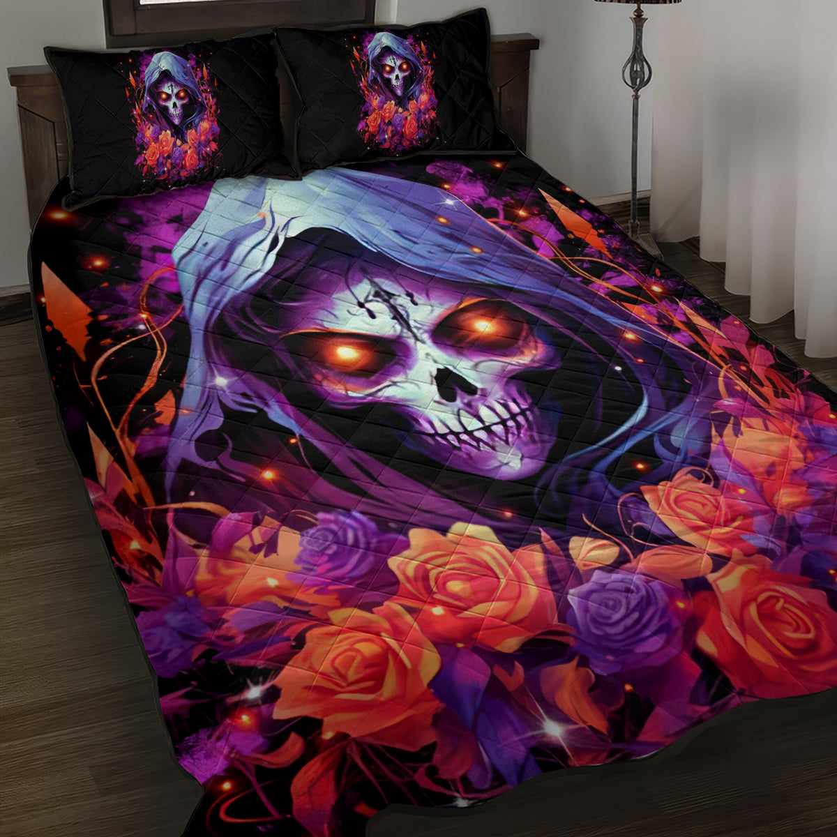 Rose Skull Quilt Bed Set F Bomb Mom I Sprinkle That Shit Like Confetti - Wonder Print Shop