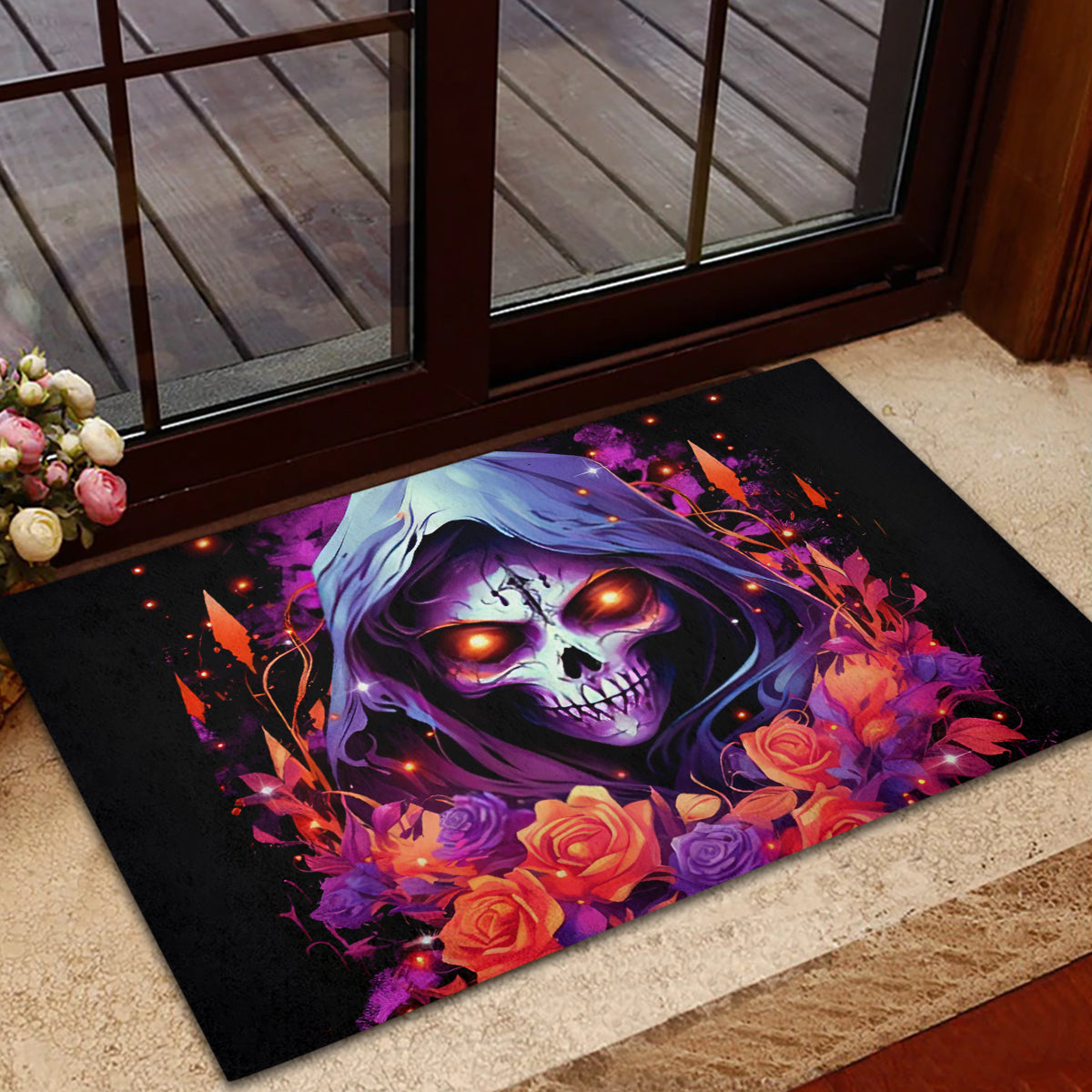 Rose Skull Rubber Doormat F Bomb Mom I Sprinkle That Shit Like Confetti - Wonder Print Shop