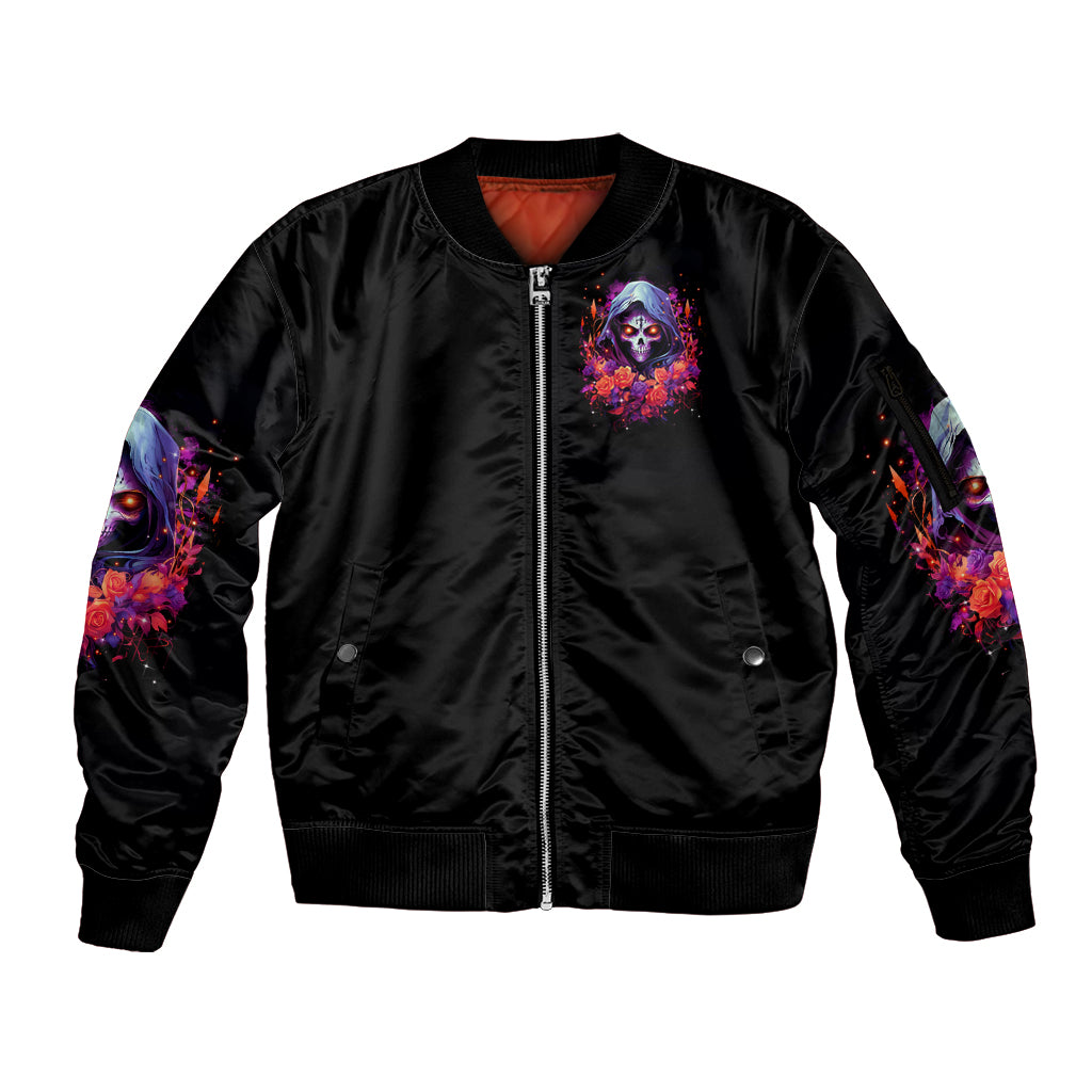 Rose Skull Sleeve Zip Bomber Jacket F Bomb Mom I Sprinkle That Shit Like Confetti - Wonder Print Shop