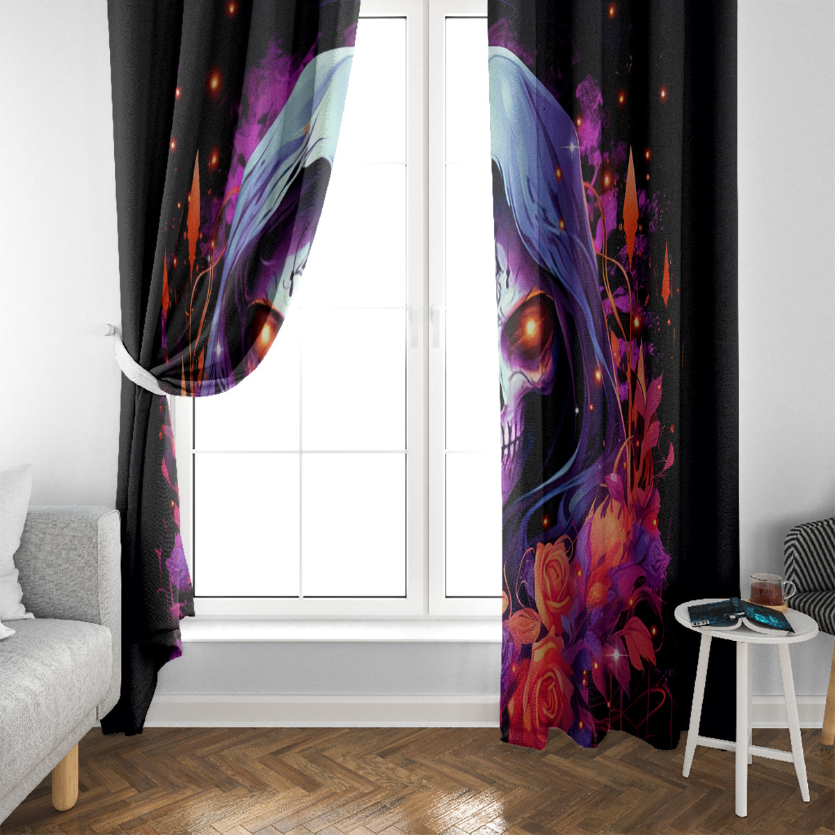 Rose Skull Window Curtain F Bomb Mom I Sprinkle That Shit Like Confetti - Wonder Print Shop