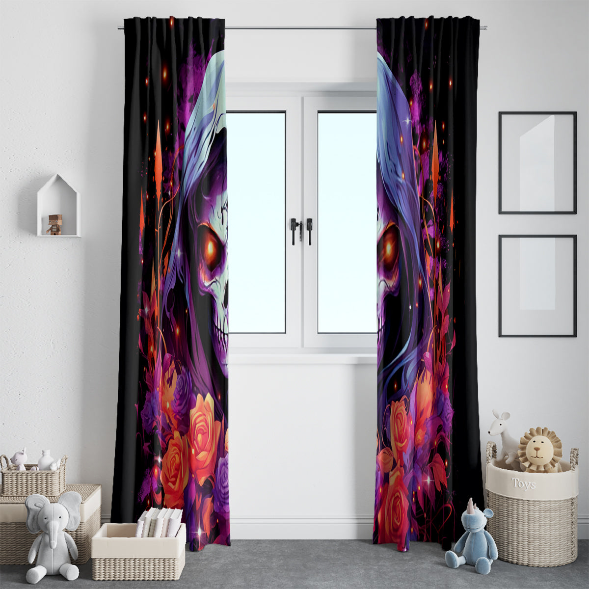 Rose Skull Window Curtain F Bomb Mom I Sprinkle That Shit Like Confetti - Wonder Print Shop