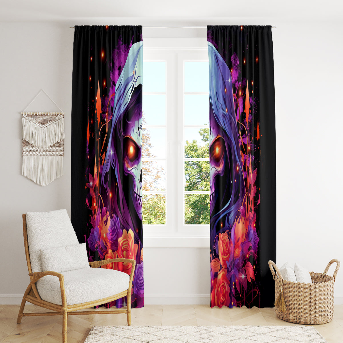 Rose Skull Window Curtain F Bomb Mom I Sprinkle That Shit Like Confetti - Wonder Print Shop