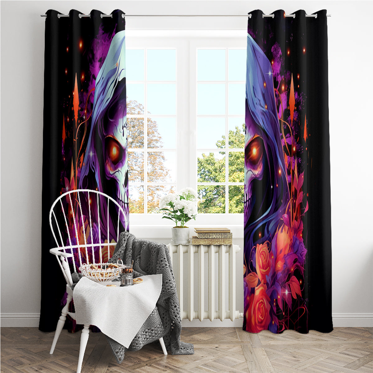 Rose Skull Window Curtain F Bomb Mom I Sprinkle That Shit Like Confetti - Wonder Print Shop