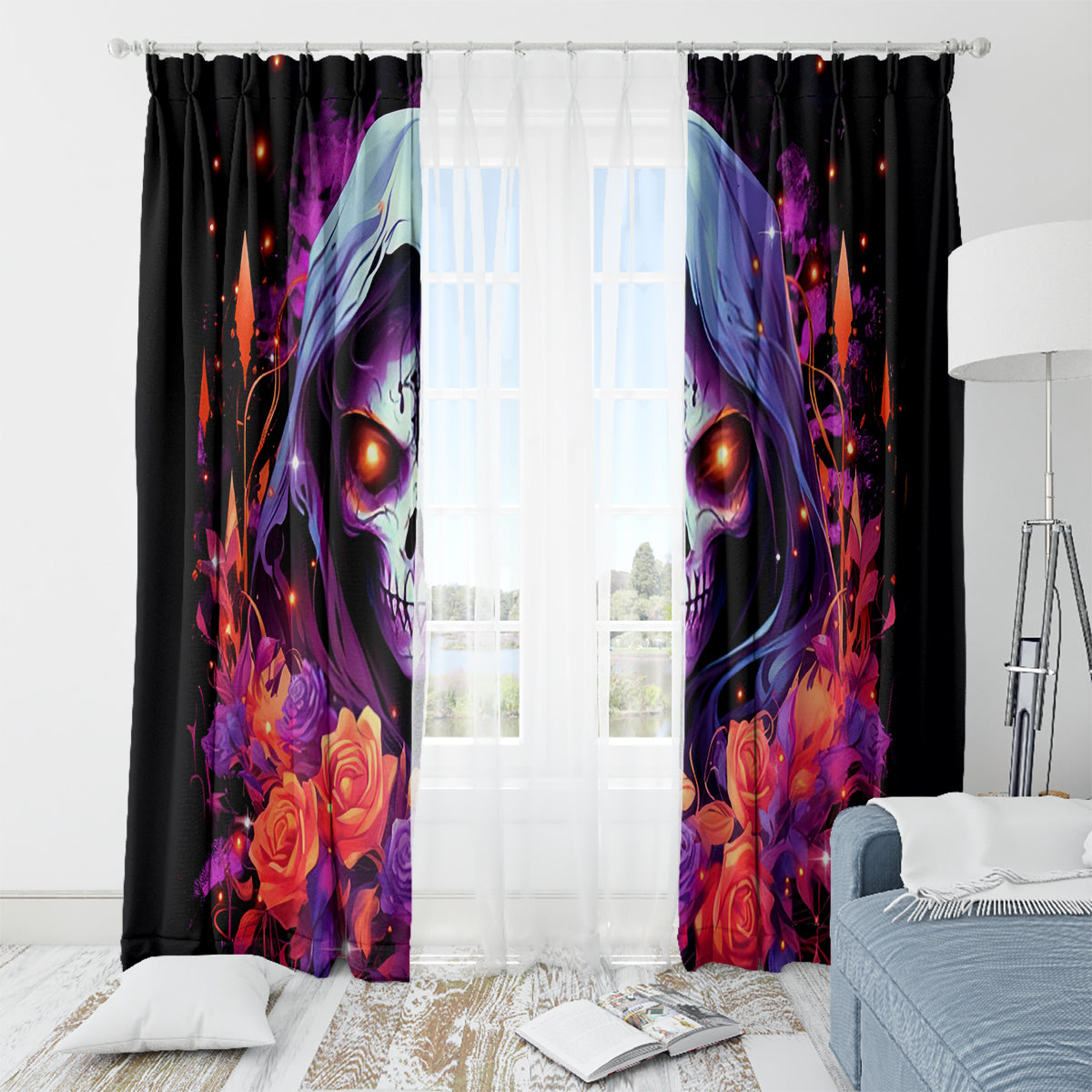 Rose Skull Window Curtain F Bomb Mom I Sprinkle That Shit Like Confetti - Wonder Print Shop