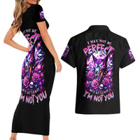 Rose Wolf Couples Matching Short Sleeve Bodycon Dress and Hawaiian Shirt I May Not Be Perfect But At Least I'm Not You - Wonder Print Shop