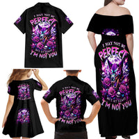 Rose Wolf Family Matching Off Shoulder Maxi Dress and Hawaiian Shirt I May Not Be Perfect But At Least I'm Not You - Wonder Print Shop