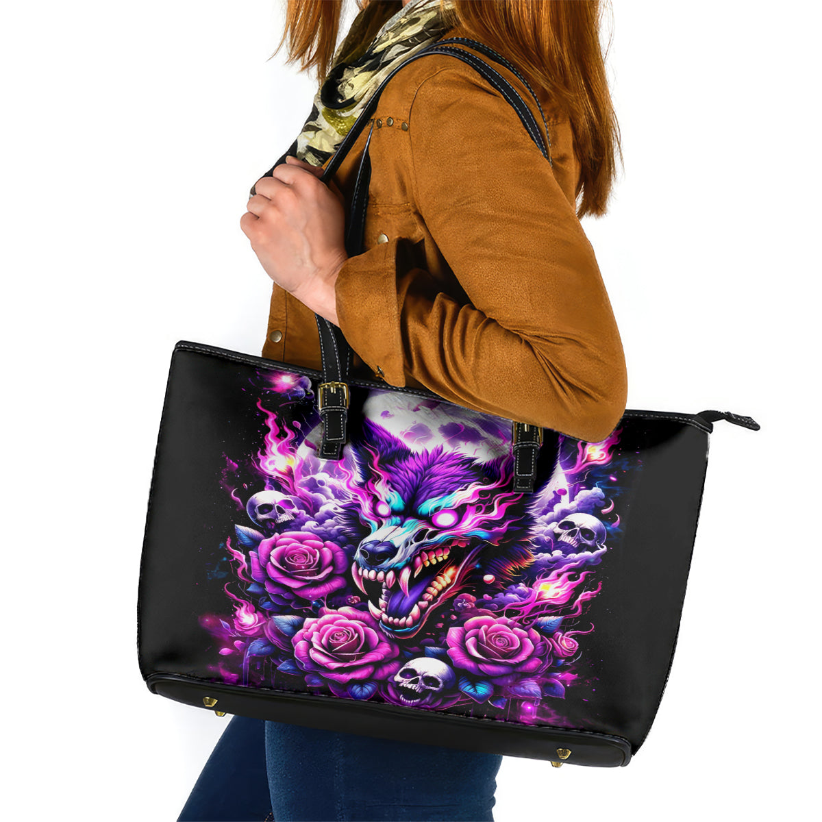 Rose Wolf Leather Tote Bag I May Not Be Perfect But At Least I'm Not You - Wonder Print Shop