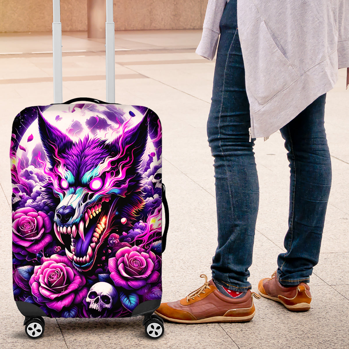 Rose Wolf Luggage Cover I May Not Be Perfect But At Least I'm Not You - Wonder Print Shop