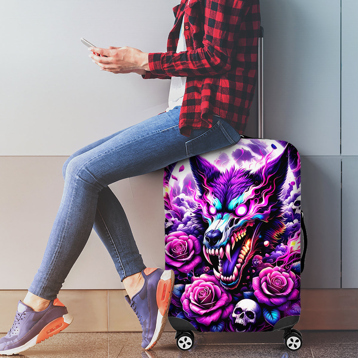 Rose Wolf Luggage Cover I May Not Be Perfect But At Least I'm Not You - Wonder Print Shop