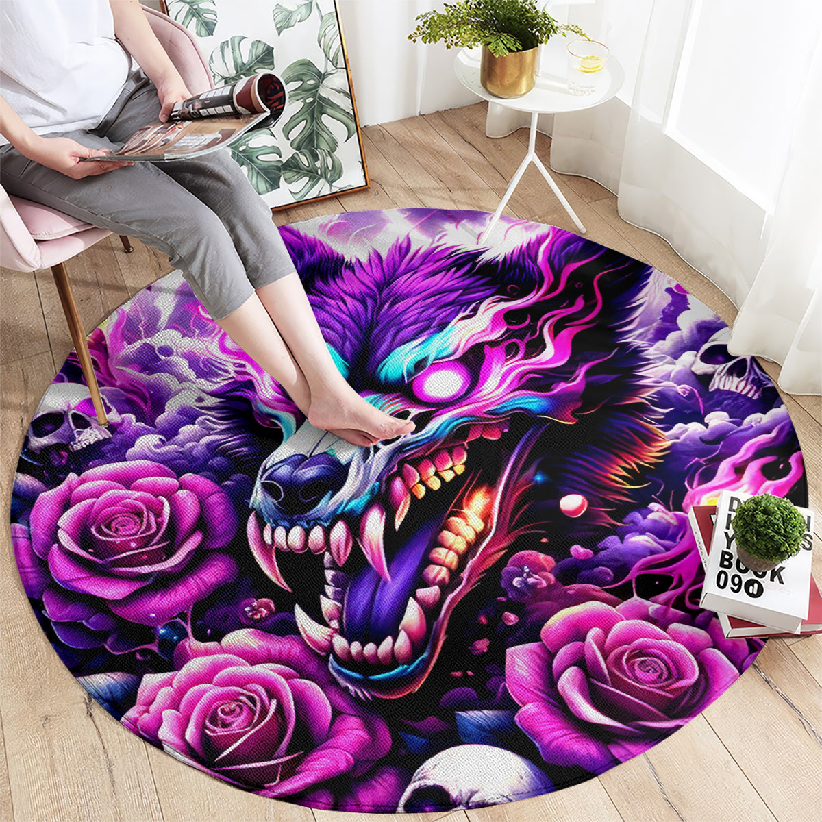 Rose Wolf Round Carpet I May Not Be Perfect But At Least I'm Not You