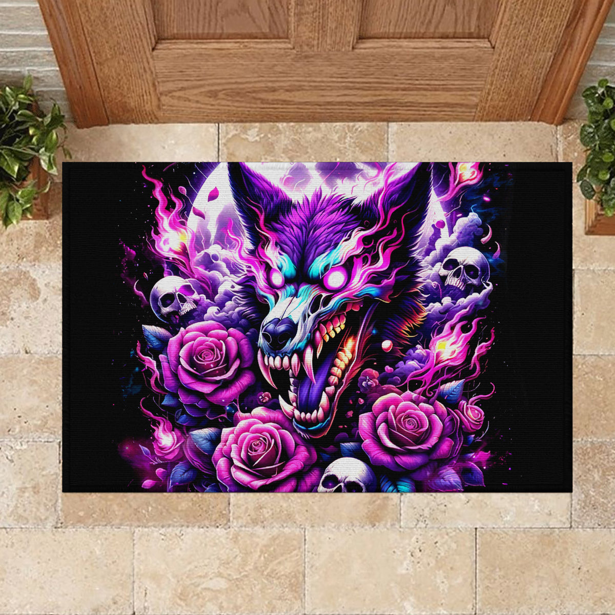 Rose Wolf Rubber Doormat I May Not Be Perfect But At Least I'm Not You - Wonder Print Shop