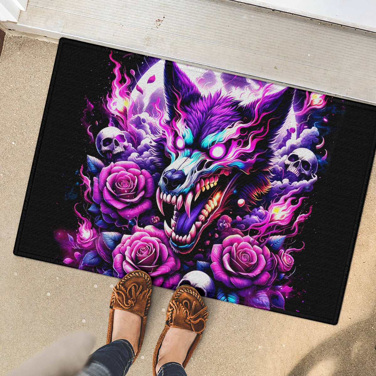 Rose Wolf Rubber Doormat I May Not Be Perfect But At Least I'm Not You - Wonder Print Shop