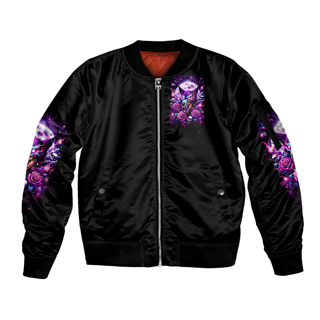 Rose Wolf Sleeve Zip Bomber Jacket I May Not Be Perfect But At Least I'm Not You - Wonder Print Shop