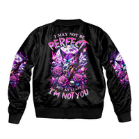 Rose Wolf Sleeve Zip Bomber Jacket I May Not Be Perfect But At Least I'm Not You - Wonder Print Shop