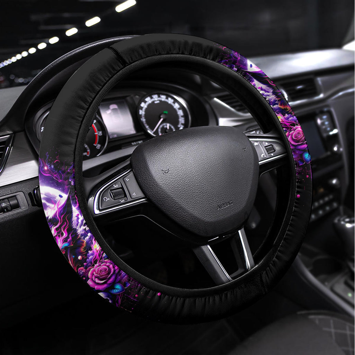 Rose Wolf Steering Wheel Cover I May Not Be Perfect But At Least I'm Not You - Wonder Print Shop