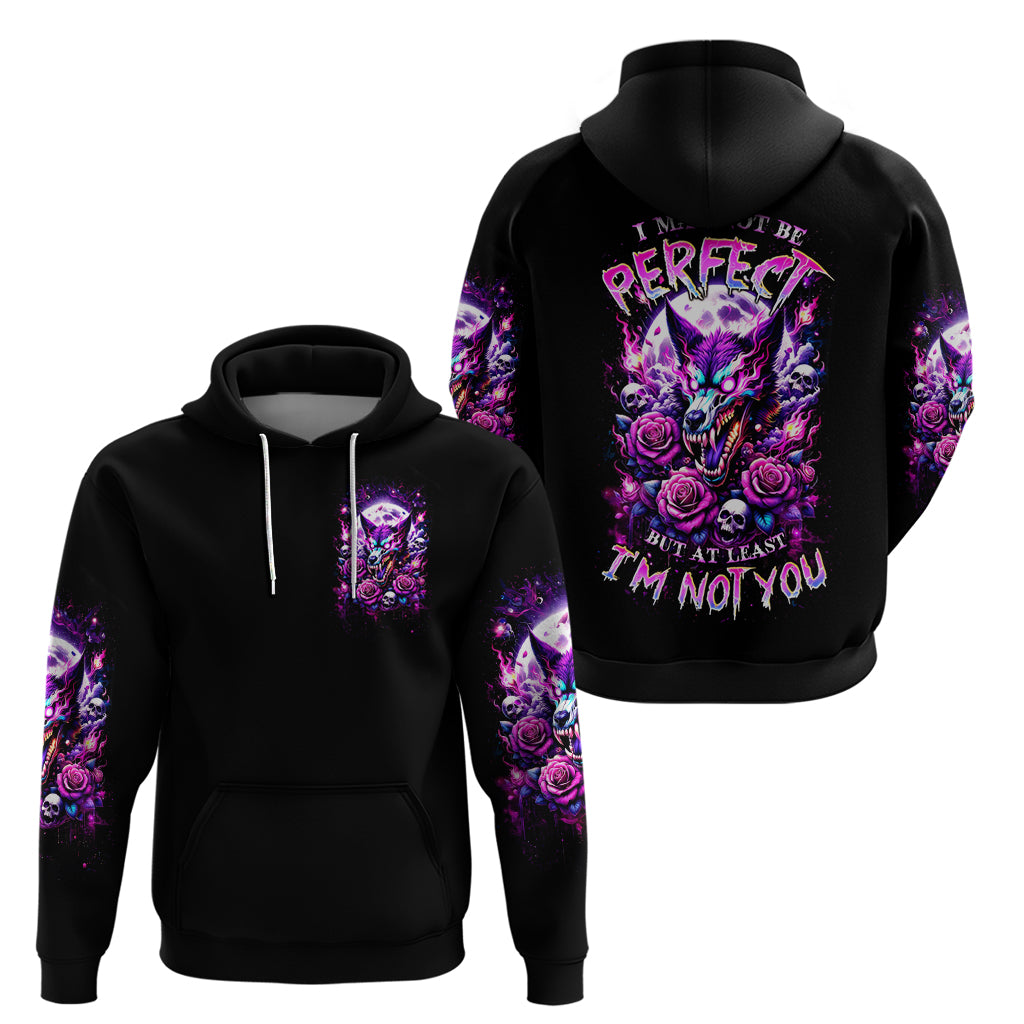Rose Wolf Zip Hoodie I May Not Be Perfect But At Least I'm Not You - Wonder Print Shop