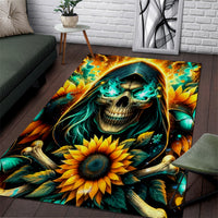 Sunflower Skull Area Rug I'm Blunt Because God Rolled Me That Way - Wonder Print Shop