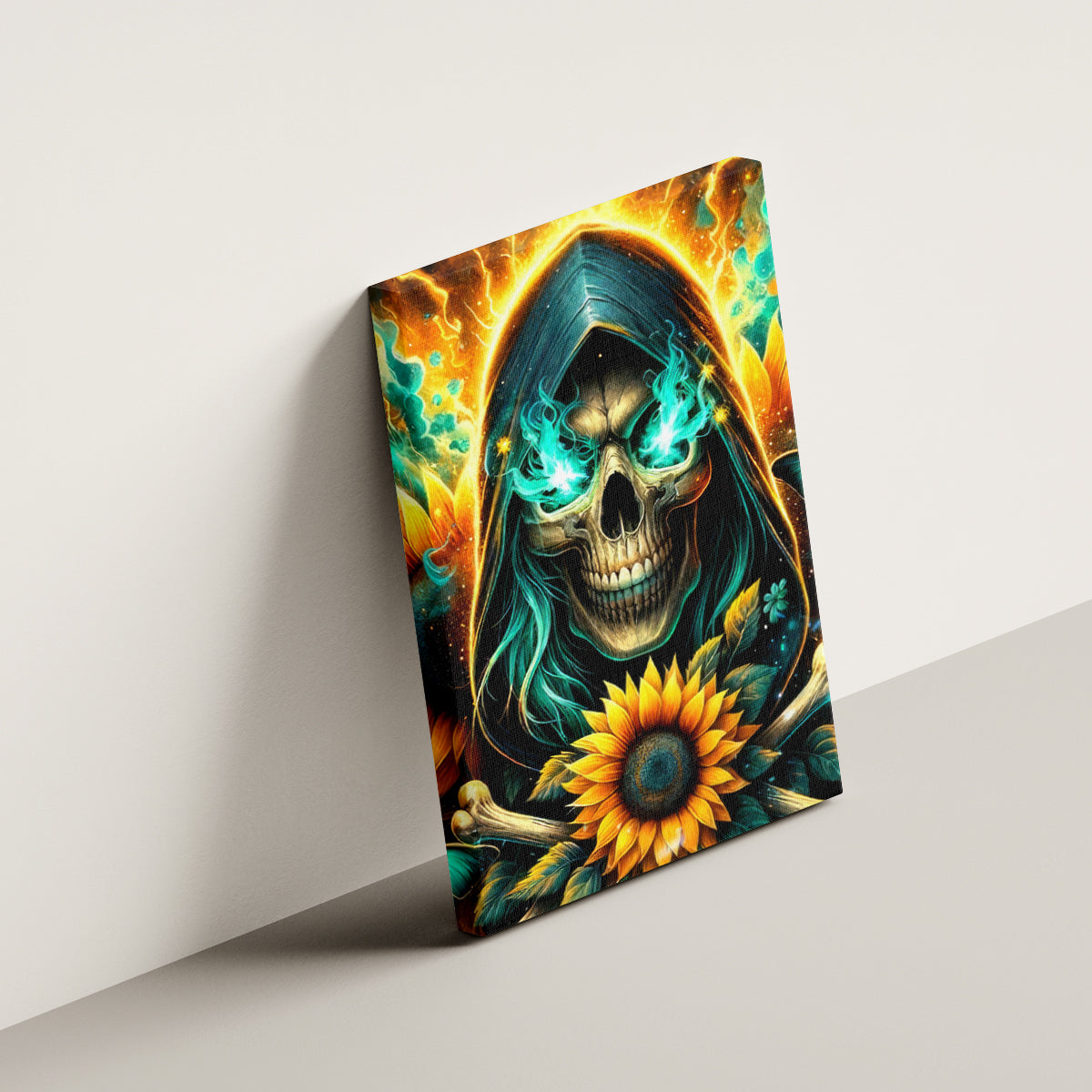 Sunflower Skull Canvas Wall Art I'm Blunt Because God Rolled Me That Way - Wonder Print Shop