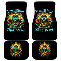 Sunflower Skull Car Mats I'm Blunt Because God Rolled Me That Way - Wonder Print Shop
