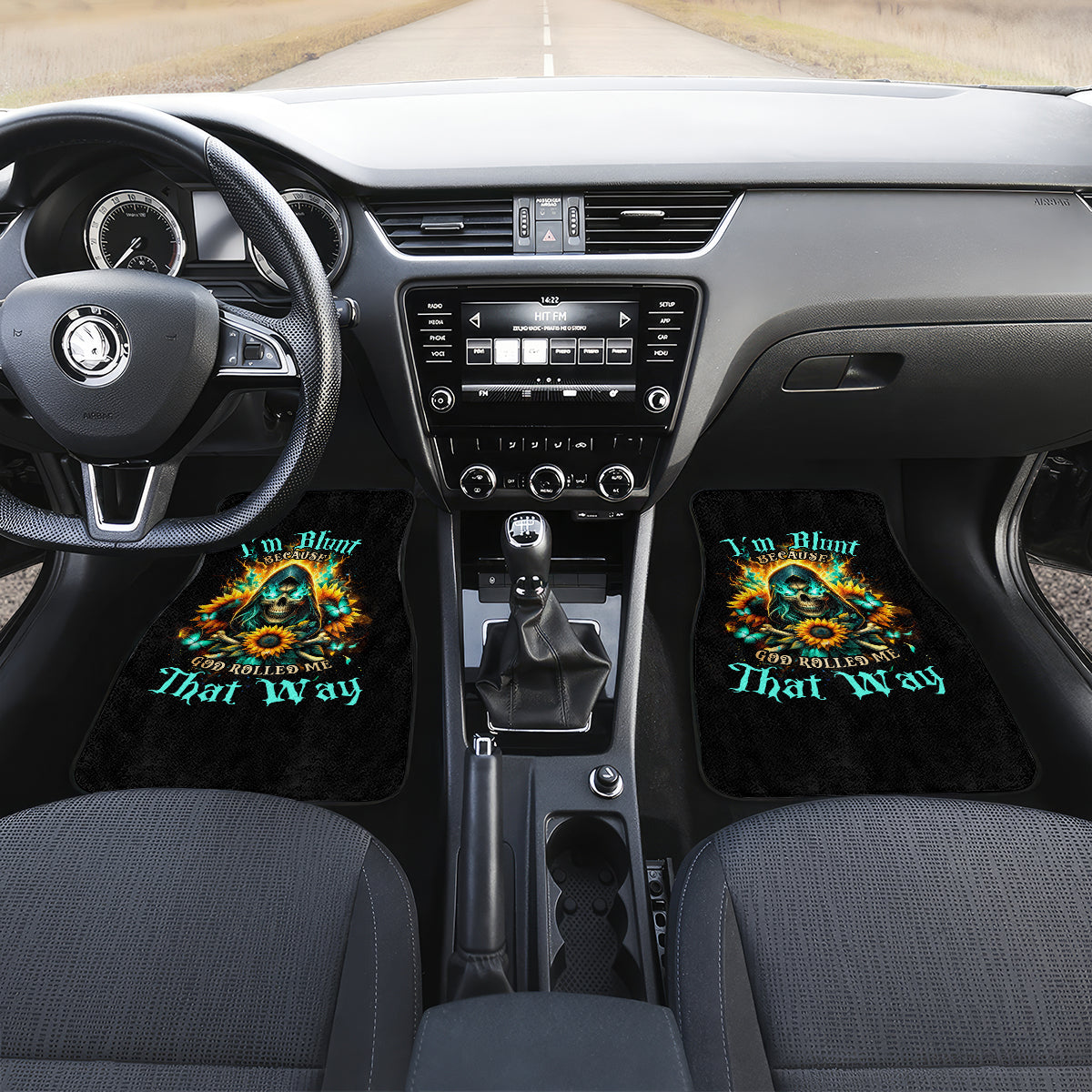 Sunflower Skull Car Mats I'm Blunt Because God Rolled Me That Way - Wonder Print Shop