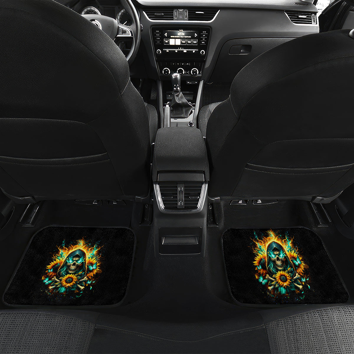 Sunflower Skull Car Mats I'm Blunt Because God Rolled Me That Way - Wonder Print Shop