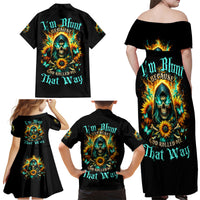 Sunflower Skull Family Matching Off Shoulder Maxi Dress and Hawaiian Shirt I'm Blunt Because God Rolled Me That Way - Wonder Print Shop