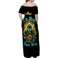 Sunflower Skull Family Matching Off Shoulder Maxi Dress and Hawaiian Shirt I'm Blunt Because God Rolled Me That Way - Wonder Print Shop