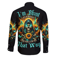 Sunflower Skull Family Matching Off Shoulder Short Dress and Hawaiian Shirt I'm Blunt Because God Rolled Me That Way - Wonder Print Shop