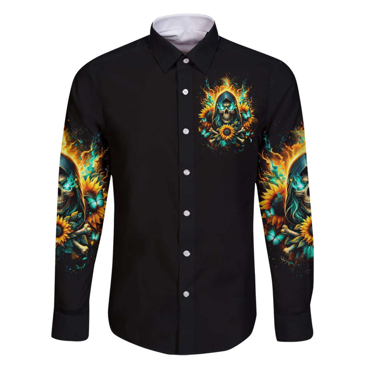 Sunflower Skull Family Matching Puletasi and Hawaiian Shirt I'm Blunt Because God Rolled Me That Way - Wonder Print Shop