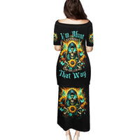 Sunflower Skull Family Matching Puletasi and Hawaiian Shirt I'm Blunt Because God Rolled Me That Way - Wonder Print Shop