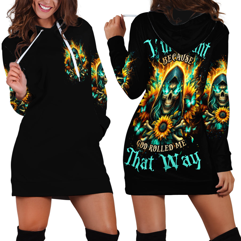 Sunflower Skull Hoodie Dress I'm Blunt Because God Rolled Me That Way - Wonder Print Shop