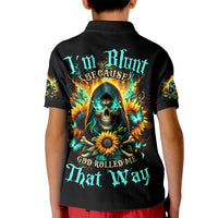 Sunflower Skull Kid Polo Shirt I'm Blunt Because God Rolled Me That Way - Wonder Print Shop