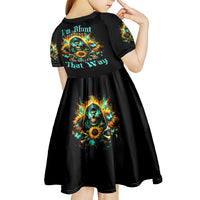 Sunflower Skull Kid Short Sleeve Dress I'm Blunt Because God Rolled Me That Way - Wonder Print Shop
