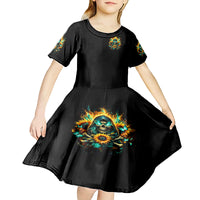 Sunflower Skull Kid Short Sleeve Dress I'm Blunt Because God Rolled Me That Way - Wonder Print Shop