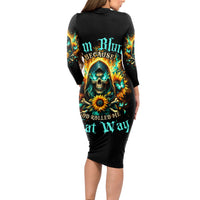 Sunflower Skull Long Sleeve Bodycon Dress I'm Blunt Because God Rolled Me That Way - Wonder Print Shop