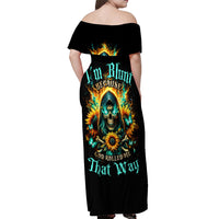Sunflower Skull Off Shoulder Maxi Dress I'm Blunt Because God Rolled Me That Way - Wonder Print Shop